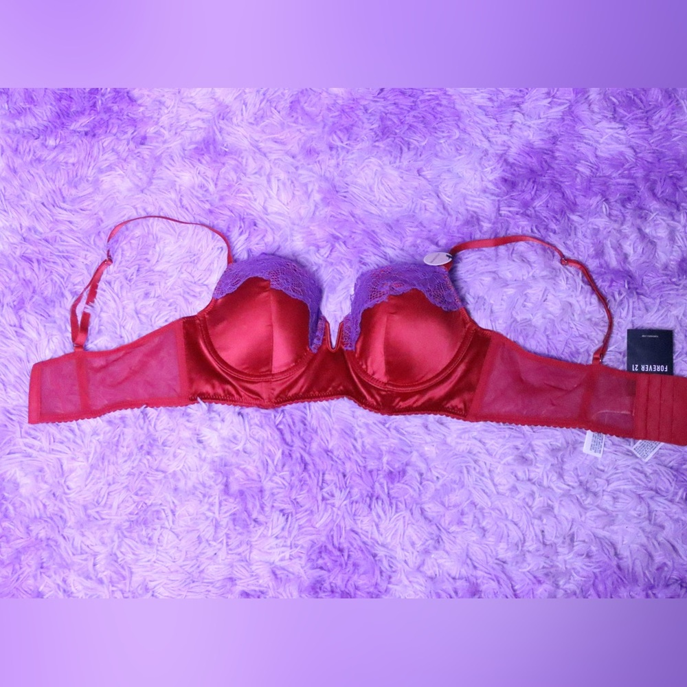 Forever 21 Red and Purple lace bra